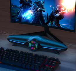 PC Gaming Speakers Desktop Soundbar for Computer Laptop Tablets Stereo Wired with Passive Radiators RGB Light loudspeaker