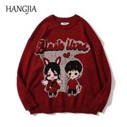 Men's Sweaters Funny Black Lived Couples Printed Pullover Knitwear Men Oversized Japanese Anime Cartoon Knitted Sweater Women Tops 220921