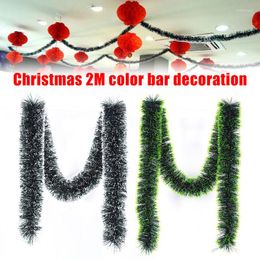 Christmas Decorations 2M Garland Color Bar Wall Door Decor Xmas Tree Ornaments Tinsel Strips With Bowknot Home Party Supplies SP99