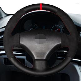 Steering Wheel Covers Genuine Leather Black Suede Car Cover For 206 1998-2005 SW 2003 - CC 2004 2005