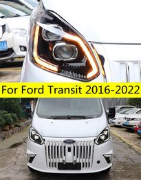 2 Pieces Lights For Ford Transit 20 16-2022 LED Headlights DRL Daytime Lights Turn Signal Headlamp Replacement Fog Light