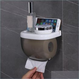 Tissue Boxes Napkins Waterproof Toilet Paper Holder Mobile Phone Storage Shelf Wall Mounted Rack Towel Box Drop Delivery 2021 Home G Dhw3H