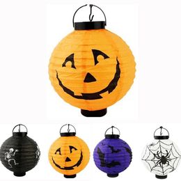 Party Decoration Festive Halloween LED Paper Pumpkin Ghost Hanging Lantern Light Holiday Party Decor RRB15606