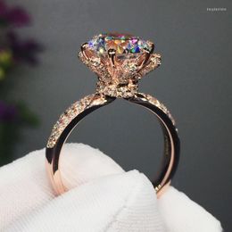 vintage cluster ring UK - Cluster Rings Vintage Flower Ring Rose Gold Filled 3ct Zircon Cz Engagement Wedding Band For Women Bridal Party Jewelry