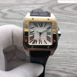 Men's luxury watch white square dial 40mm sapphire crystal glass Roman numeral time mark folding clasp automatic watch257b