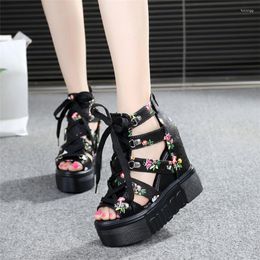 Sandals Zhen Zhou 2022 Wedges Shoes For Women High Heels Summer Chaussures Femme Platform White