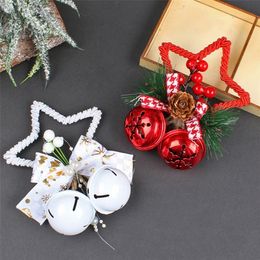 Christmas Decorations H7EA Christmas Star Bell Pendant with Bowknot Wood Xmas Tree Holiday Party Background 220921