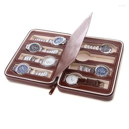 Watch Boxes 2/4/8 Slot PU Leather Box Display Exquisite Durable Storage Zippered Travel Organiser Case