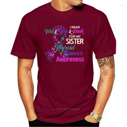 men wear pink shirts NZ - Men's T Shirts Men Funny Shirt Fashion Tshirt I Wear Teal And Blue Amd Pink For My Sister Thyroid Cancer Awareness Women T-shirt