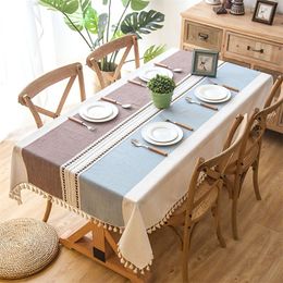 Table Cloth Plaid Decorative Linen Tablecloth With Tassel Waterproof Oilproof Thick Rectangular Wedding Dining Table Cover Tea Table Cloth 220921