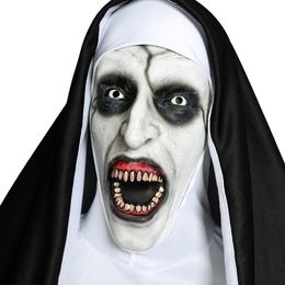 Party Masks Horror Nun Mask Cosplay Valak Latex Helmet Halloween Costumes Scary Masques Costume Props Spook House Supplies 220920