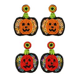 Party Supplies Creative personality handmade Halloween earrings female hand-woven exaggerated sequins rice beads ghost head south Melon earrings RRE14359