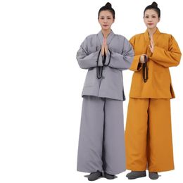 Winter Monks Nuns Clothing Thick Cotton-Padded Jacket Pants Temple Monk And Nun Warm Quilted Suit Coat Trousers Buddhism Uniform