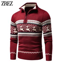 Men's Sweaters Autumn Casual Jacquard Half Zip Polo Cardigan Jacket Winter Long Sleeve Mock Neck Pullover 220920