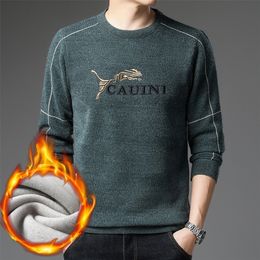 Men's Sweaters Fleece Sweater Leopard Pattern Trendy Ferret Thickening Male Pullovers Fashion Embroidery Base Luxury Brand 220920