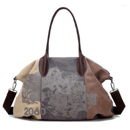 Outdoor Bags Canvas Graffiti Patchwork Shoulder Sports Gym Bag For Women Fitness Letter Printing Handbag Crossbody Travel Duffle