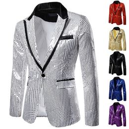 Men's Suits Blazers Stylish Casual Slim Fitness Formal One Button Office Coat Top Sequins Jacket Masculino Men 220920