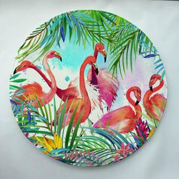 Carpets Flamingos Print Custom Round Doormat Non-slip Rug Pad Carpet Kids Room Home Decor Floor Mat Water Absorption