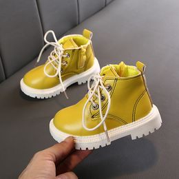 Boots Candy Colour Toddler Girl Kid Shoes Beige Black Yellow Spring Autumn Children Boys Botas Platform Short E06303 L220921