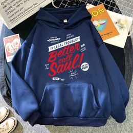 Felpe con cappuccio da uomo Felpe Better Call Saul Stampa Pullover da uomo Street Casual Felpa con cappuccio da cartone animato Abbigliamento autunnale maschile Tuta Comoda felpa in pile