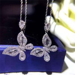 Lockets Butterfly Promise Pendant Cz Real Silver Colour Engagement Wedding Pendants Necklaces For Women Bridal Jewellery Gift