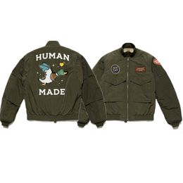 -Человеческие мужские куртки Куртки 22FW Большая летающая утка Зеленая голова утка стоять вооружением вооруженного стиля для мужчин и женщин