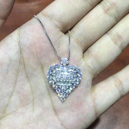 Lockets Heart Shape Choker Pendant Real Silver Color Bijou Zircon Cz Statement Wedding Pendants Necklace For Women Jewelry