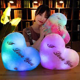 Pillow Creative Luminous Love Cushion Colorful Changing Glowing Plush Doll LED Light Toys Gift For Girl Kids Birthday