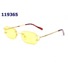 Sunglasses for unisex buffalo horn rimless sun silver gold metal frame Eyewear and Red Cases