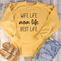 Women's Hoodies Wife Life Mom Women Sweatshirt O Neck Pullover Plus Size Autumn Winter Clothing Mama Gift Long Sleeve Tops Goth