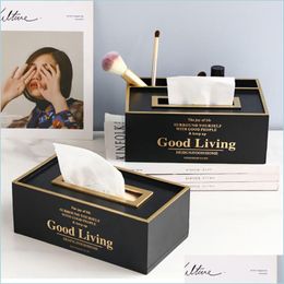Tissue Boxes Napkins Paper Box Creative Wooden Living Room Household Car Storage Er Drop Delivery 2021 Home Garden Kitchen Dining B Dhfqi