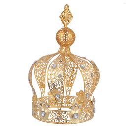 Festive Supplies Cake Crown Topper Tiarabirthday Decorations Rhinestone Party Wedding King Baby Decor Gold Pearl Headband Crystal