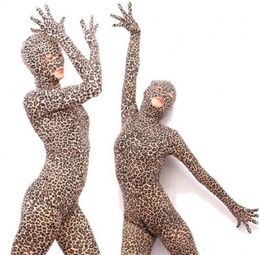 Lycar Spandex Catsuit Costumes Leopard Costume Animal Zentai Full Body Cosplay jumpSuit Open Eyes Mouth 3-ways back zipper