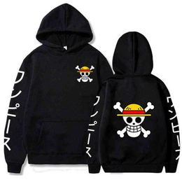 Men's Hoodies Sweatshirts Men's Anime One Piece Luffy Fleece Hoodie Women Winter Manga Sweatshirts Boy Girl Clothes