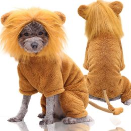 Dog Apparel Autumn and winter four-legged flannel warm dog cat pet supplies lion turned clothes