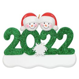 2022 Christmas Decoration DIY Ornaments Birthdays Party Gift Product Personalized Family Of 4 Ornament Pandemic Resin Accessories with Red rope