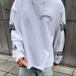 Casual Oversized Long Sleeves T shirts Black White Cotton T-Shirts Men Women Hip Hop Streetwear MG220363