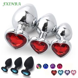 Beauty Items FXINBA 3Pcs/Set Metal Anal Plug Silicone Butt S/M/L sexy Jewellery Toys For Women Men Adults Game Masturbator Shop