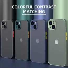 Stoßfeste Rüstung Matte Hüllen für iPhone 13 12 11 Pro Max XR XS X 7 8 Plus SE Mini Luxus Silikon Bumper Clear Hard PC Cover