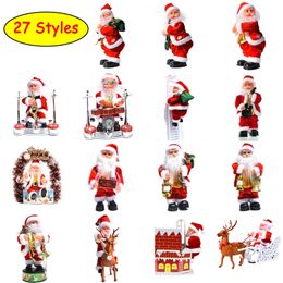 Christmas Decorations Christmas Electric Santa Claus Climbing Ladder Plush Doll Creative Music Xmas Decor Kid Toy Christmas Gift Santa Music Ornament 220921