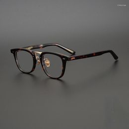 Sunglasses Frames Japanese Handmade Designer Brand Eyeglasses YELLOW Tortoise Men Acetate Myopia Glasses Women Retro Square Eyewear