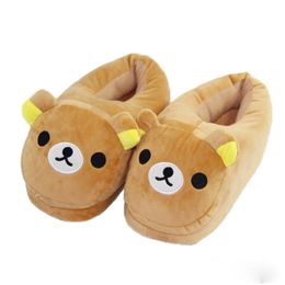 Slippers Unisex Rilakkuma Cartoon Home WomanMen Couples Shoes Indoor Floor Non-slip Slides Ladies Winter Keep Warm Cotton 220921