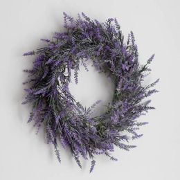 Decorative Flowers Fake Lavender Hanging Wreath Garland For Front Door Window Wall Christmas Party Wedding Decoration D7N3