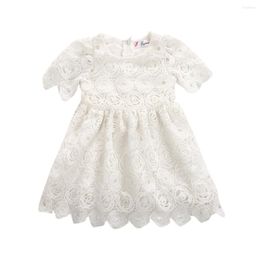 Girl Dresses Fashion Solid Toddler Infant Kids Baby Girls Summer Floral Dress Hole Lace Chiffons Princess Pageant Party White