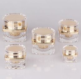 50pcs/lot 5g 10g 20g 30g 50g Top Grade Clear Acrylic Empty Bottle jar Eye Gel Lipstick Sample Empty Cosmetic Containers SN4168