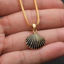Pendant Necklaces Scallop Shell Necklace For Women Girls Dainty Gold Colour Ketting Pendents BFF Jewellery Long Statement Collares Mujer