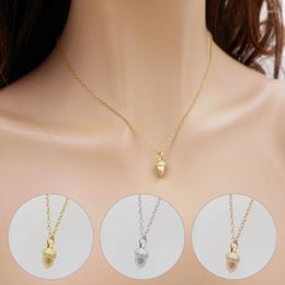 Pendant Necklaces Gold Oak Acorn Pinecone Necklace Minimal Cute Cartoon Solid Squirrel Nut Pine Cone Tree Fruit Charm Chain Choker