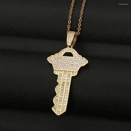 Pendant Necklaces Hip Hop Punk Large Key Couple Neck Chains Zircon Jewellery Stainless Steel Accessories Chain Gift Necklace For Women Man