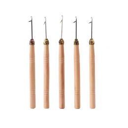 Wig Hook Needles Wooden Handle Knitting Crochet Hair Extension Tools