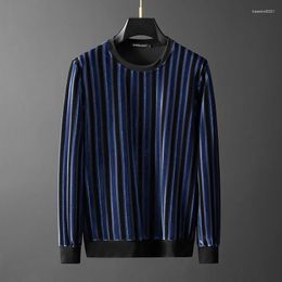 Men's Hoodies European High-end Striped Suede Soft Men's Sweater 2022 Autumn Winter Leisure Sports Trend Personalised Luxury Pullover